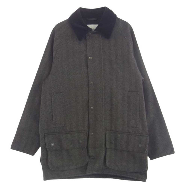 Barbour バブアー 1902324 BEAUFORT ヘリンボーン ジャケット ジップアップ コート ブラック系 40【中古】