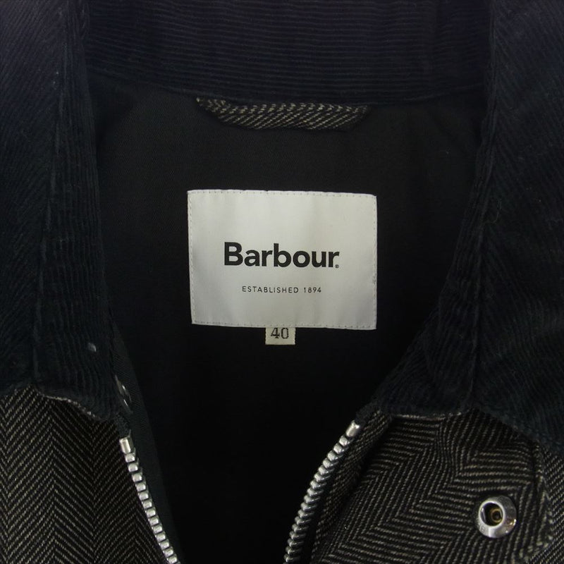 Barbour バブアー 1902324 BEAUFORT ヘリンボーン ジャケット ジップアップ コート ブラック系 40【中古】