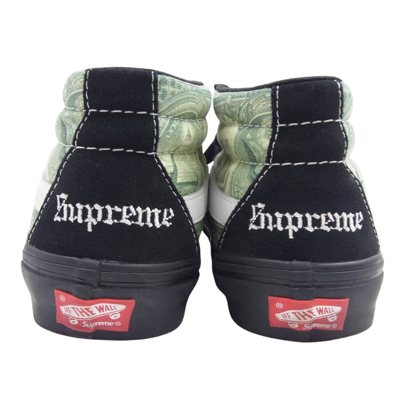 Supreme シュプリーム 23SS VN0A5FCGBMA × VANS DOLLAR SKATE GROSSO MID ダラー スケートグロッソ ミッドカット スニーカー ブラック系 グリーン系 25.5cm【中古】