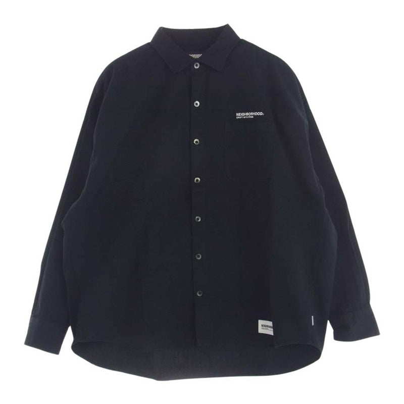 NEIGHBORHOOD ネイバーフッド 23SS 232SPNH-SHM03 OVER SHIRT LS オーバー シルエット ロゴ刺繍 長袖シャツ ブラック系 M【中古】