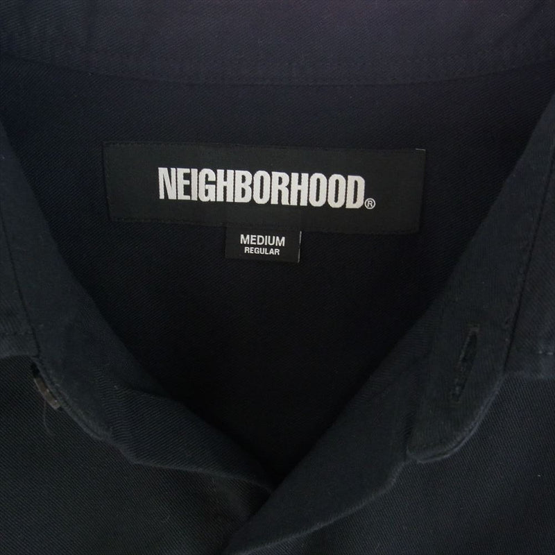 NEIGHBORHOOD ネイバーフッド 23SS 232SPNH-SHM03 OVER SHIRT LS オーバー シルエット ロゴ刺繍 長袖シャツ ブラック系 M【中古】