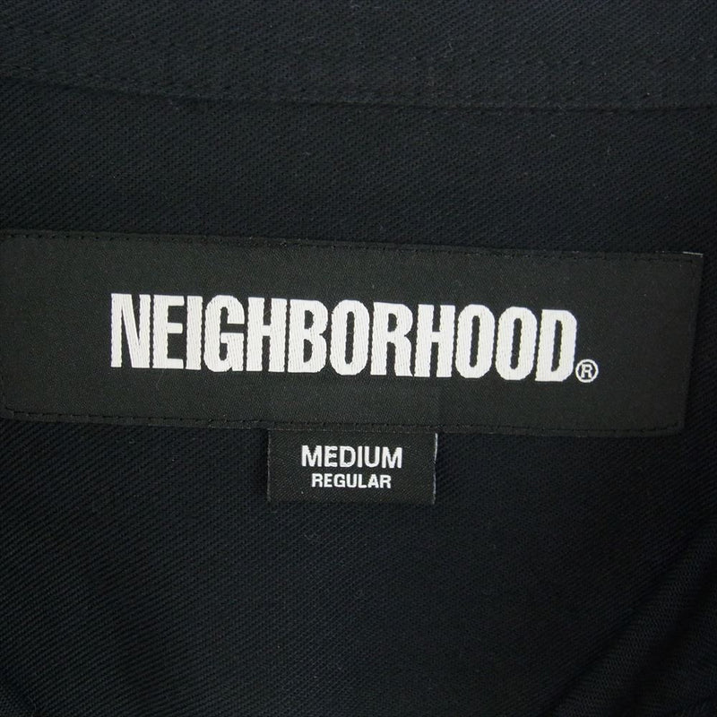 NEIGHBORHOOD ネイバーフッド 23SS 232SPNH-SHM03 OVER SHIRT LS オーバー シルエット ロゴ刺繍 長袖シャツ ブラック系 M【中古】