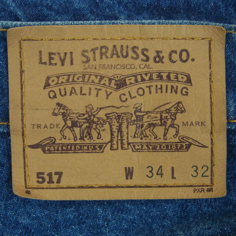 Levi's リーバイス 90s 517 DENIM PANTS USA製 オレンジタブ ブーツカット デニム パンツ 裏刻印575 インディゴブルー系 W34 L32【中古】