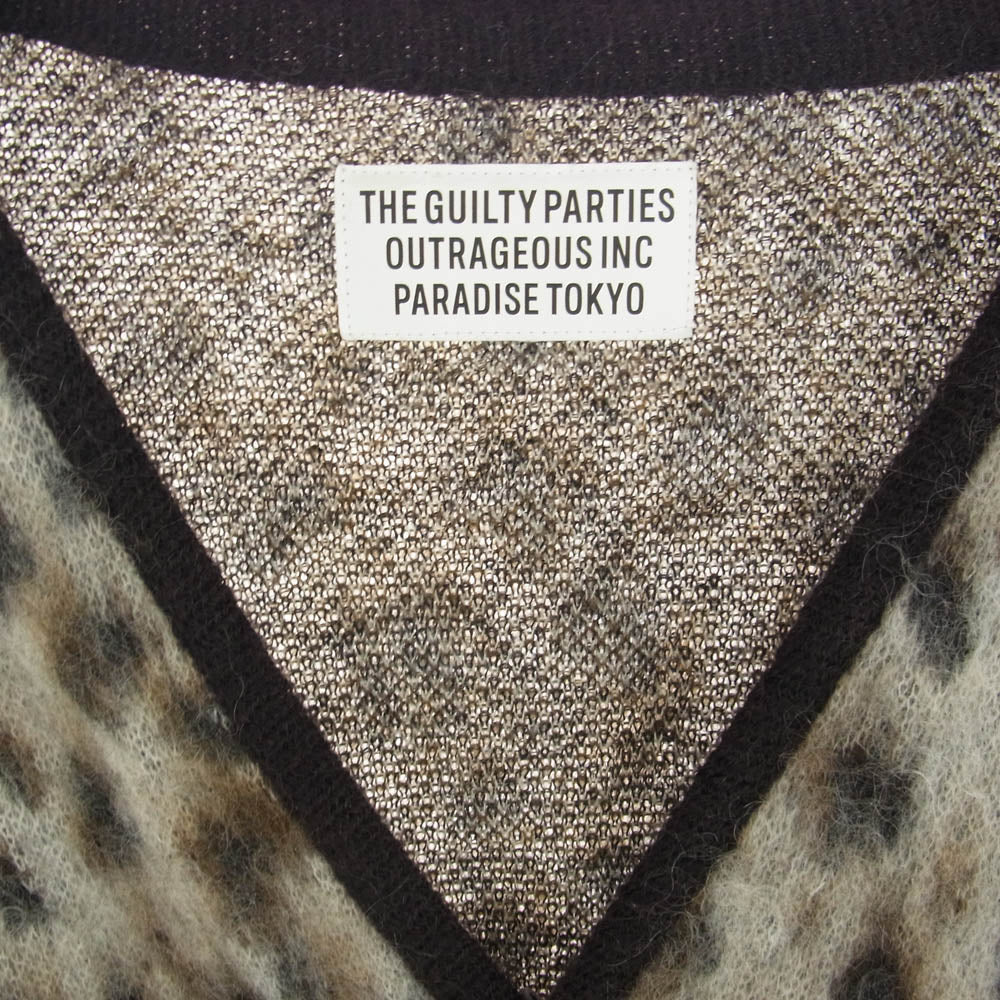 WACKO MARIA ワコマリア LEOPARD MOHAIR CARDIGAN モヘア混 レオパード カーディガン ブラウン系 XL【中古】