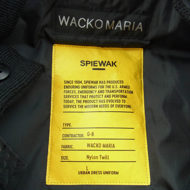 WACKO MARIA ワコマリア 24FW-WMO-SW01 × SPIEWAK スピワック G-8 FLIGHT JACKET フライト ジャケット ブラック系 L【新古品】【未使用】【中古】