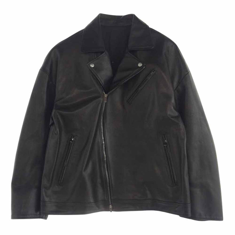 Yohji Yamamoto ヨウジヤマモト 23AW YS-23AW-12 LEATHER RIDERS JACKET レザー ライダース ジャケット ブラック系 L【極上美品】【中古】