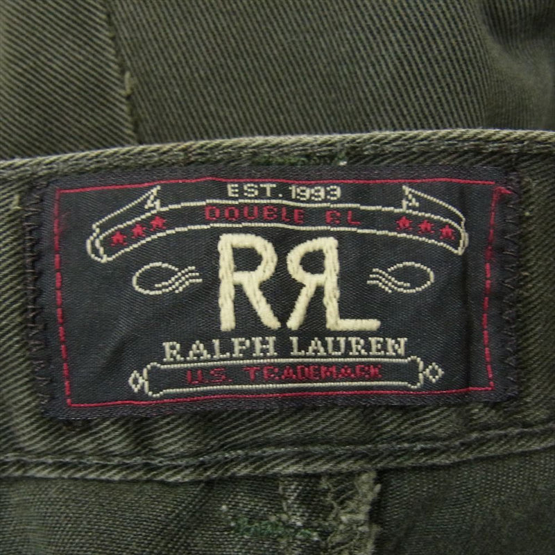 RRL ダブルアールエル 574815359JN Ralph Lauren アメリカ製 2タック コットン チノ トラウザーズ パンツ グリーン系 36【中古】