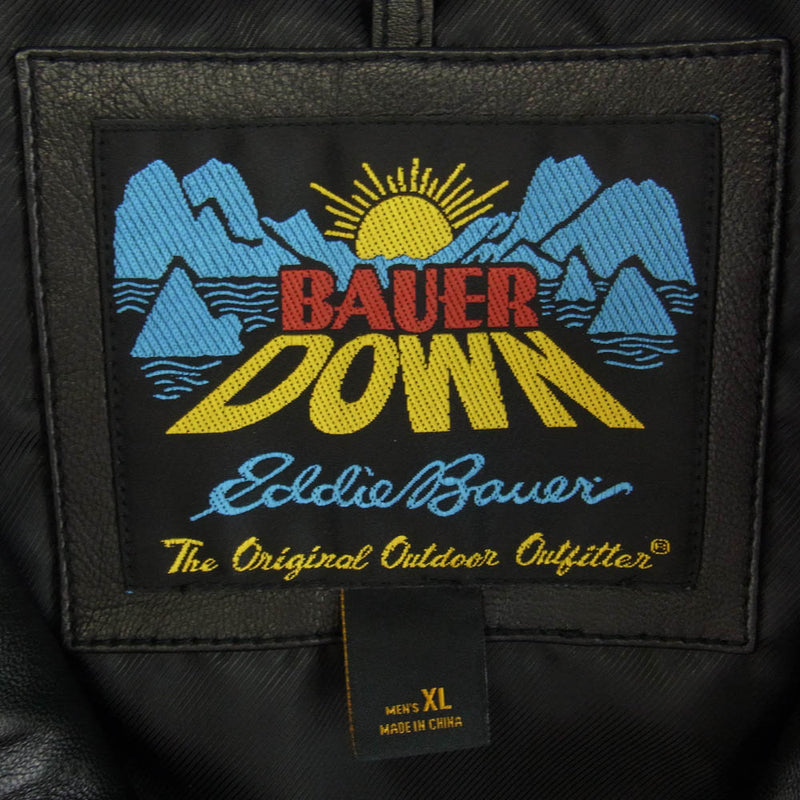 Eddie Bauer エディー・バウアー 01 9510 スカイライナー ラムレザー キルティング CONMARジップ ダウンジャケット ブラック系 XL【中古】