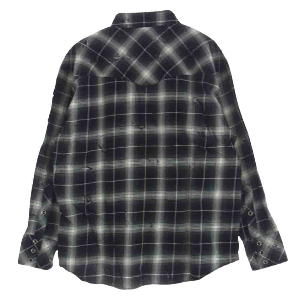 ラフ 23SS Rafu002 western shirt ダメージ加工 ウエスタン 長袖 シャツ ブラック系 M【極上美品】【中古】