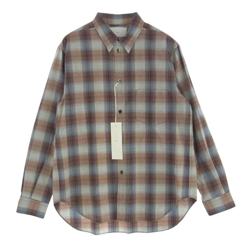 シュガーヒル 2441000504 YAK OMBRE PLAID REGULAR COLLAR BLOUSE ヤクオン ブレプレイド レギュラーカラー シャツ ブラウス ブラウン系 2【極上美品】【中古】