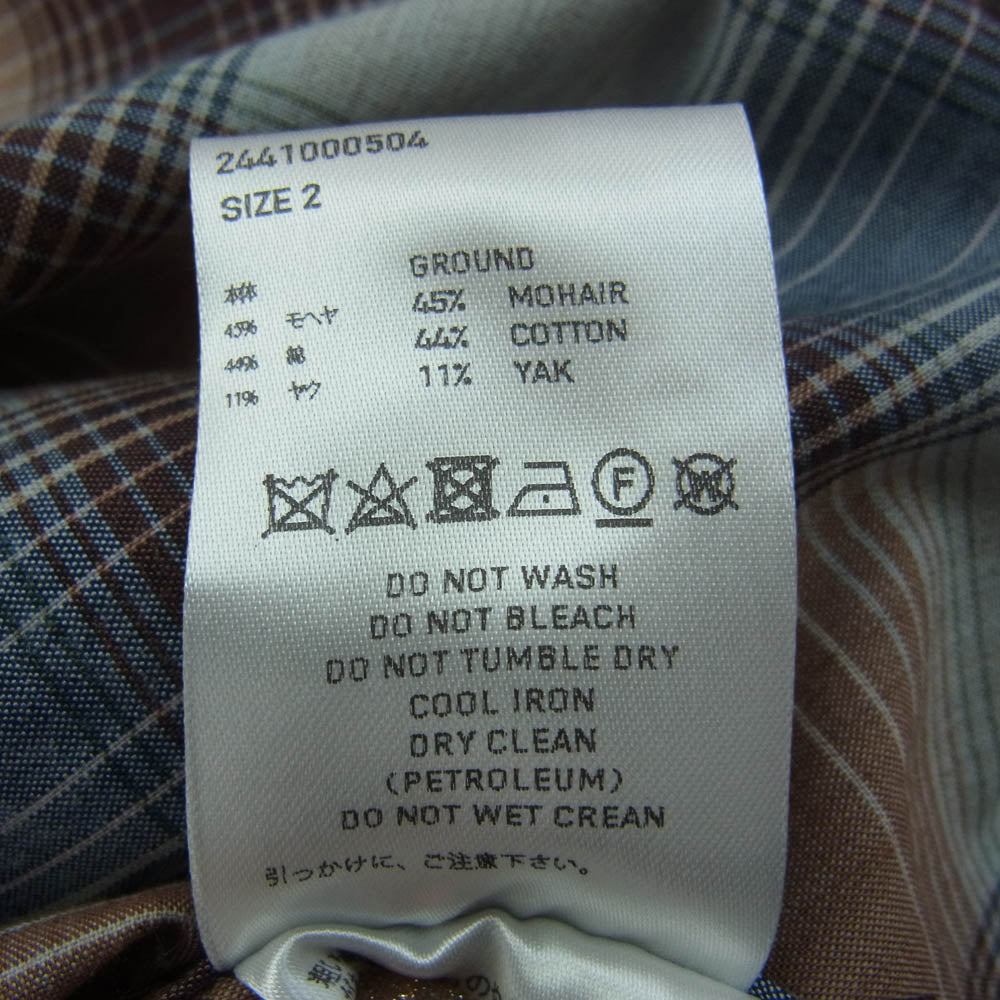 シュガーヒル 2441000504 YAK OMBRE PLAID REGULAR COLLAR BLOUSE ヤクオン ブレプレイド レギュラーカラー シャツ ブラウス ブラウン系 2【極上美品】【中古】