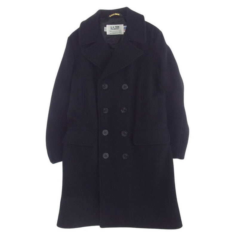 schott ショット 714US LONG MELTON PEACOAT ロング ウール メルトン ピーコート ブラック系 L【中古】