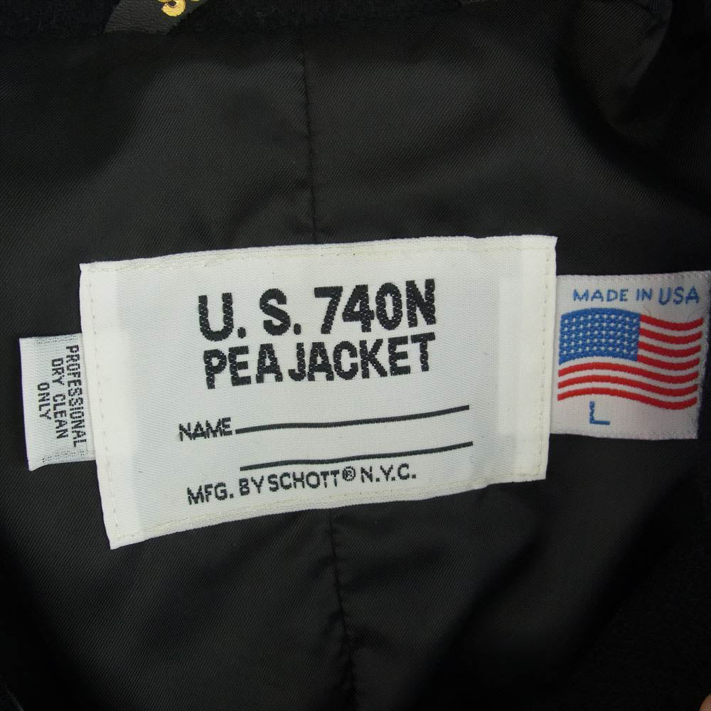 schott ショット 714US LONG MELTON PEACOAT ロング ウール メルトン ピーコート ブラック系 L【中古】