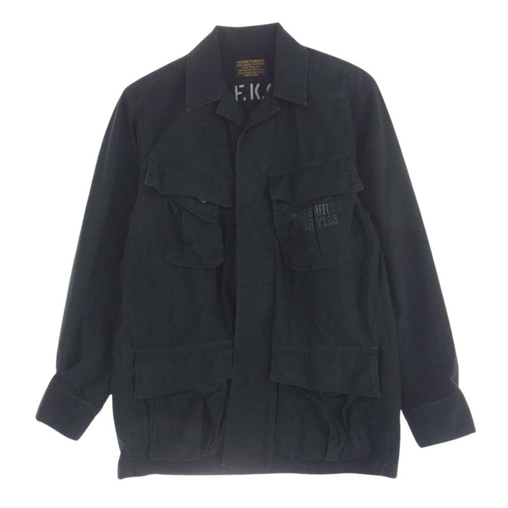 WACKO MARIA ワコマリア roots ロゴ バックプリント ファティーグ ジャケット ブラック系 S【中古】