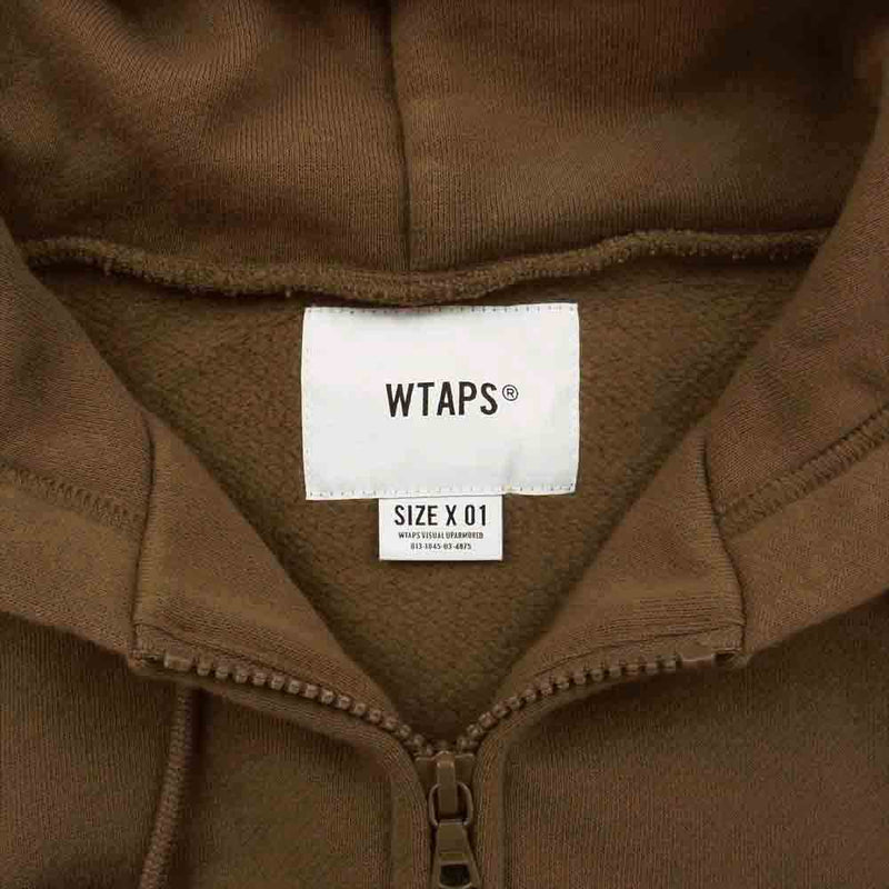 WTAPS ダブルタップス 18AW 182ATDT-CSM23 Academy Zip Up アカデミー ジップ アップ フーディー パーカー ブラウン系 01【中古】