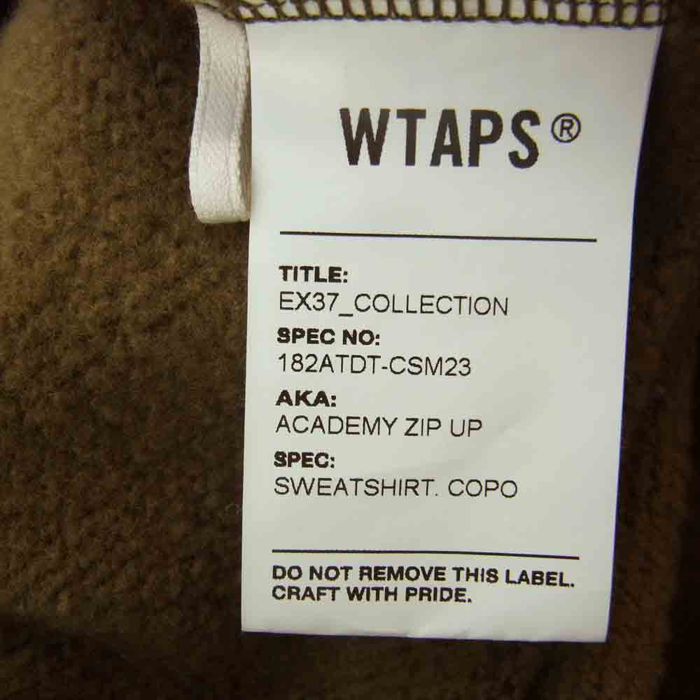 WTAPS ダブルタップス 18AW 182ATDT-CSM23 Academy Zip Up アカデミー ジップ アップ フーディー パーカー ブラウン系 01【中古】