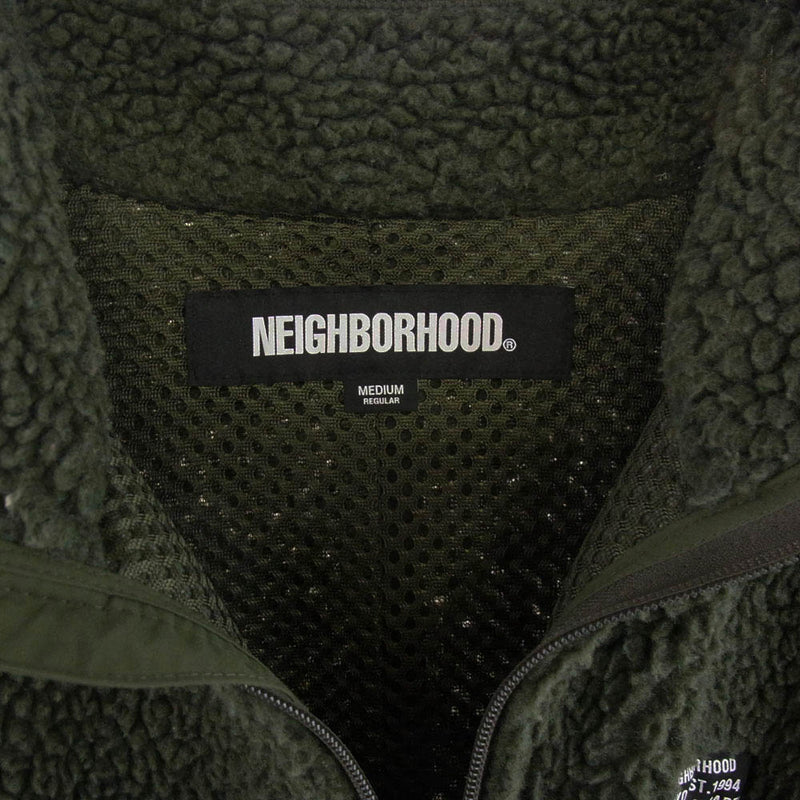 NEIGHBORHOOD ネイバーフッド 22AW 222SZNH-JKM06 BOA FLEECE JACKET ボア フリース ジャケット カーキ系 M【中古】