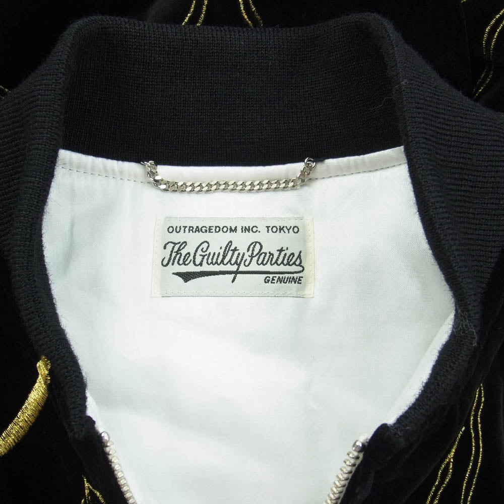 WACKO MARIA ワコマリア × WOLF'S HEAD ウルフズヘッド 虎 刺繍 総柄 スカジャン スーベニア ジャケット ブラック系 S【美品】【中古】