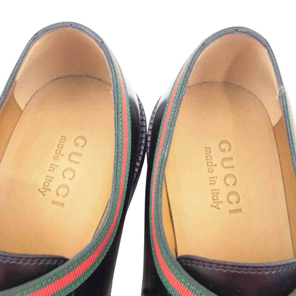 GUCCI グッチ 24SS 472749 AZM30 シェリーライン レザー プレーントゥ シューズ ビジネス ブラック系 7【新古品】【未使用】【中古】