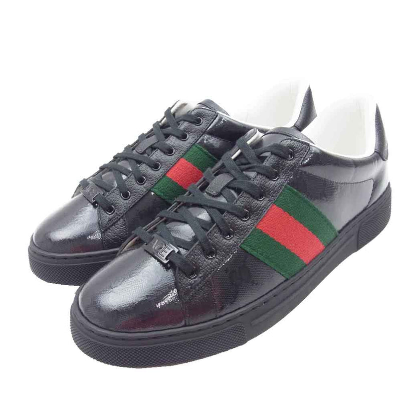 GUCCI グッチ 760775 クリスタル シェリーライン GGキャンバス ローカット スニーカー ブラック系 7【極上美品】【中古】