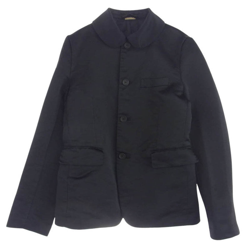 BLACK COMME des GARCONS ブラックコムデギャルソン 1D-J019 AD2019 エステル縮絨 ポリ縮 丸襟 ジャケット ブラック系 S【美品】【中古】