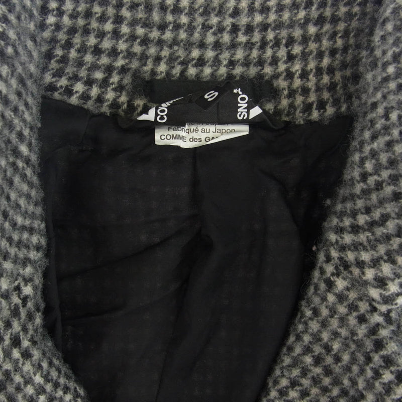 BLACK COMME des GARCONS ブラックコムデギャルソン 1J-J003 AD2022 ギンガムチェック  ウール縮絨 ジャケット グレー系 S【中古】