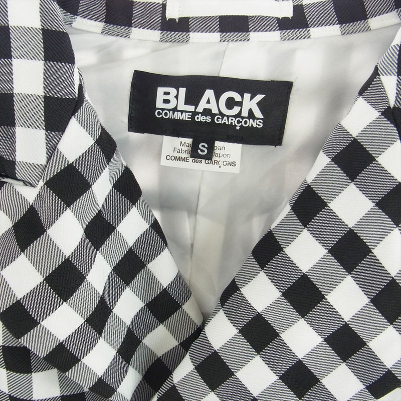 BLACK COMME des GARCONS ブラックコムデギャルソン 24SS ギンガムチェック ダブル ウール縮絨 ジャケット ブラック系 ホワイト系 S【美品】【中古】