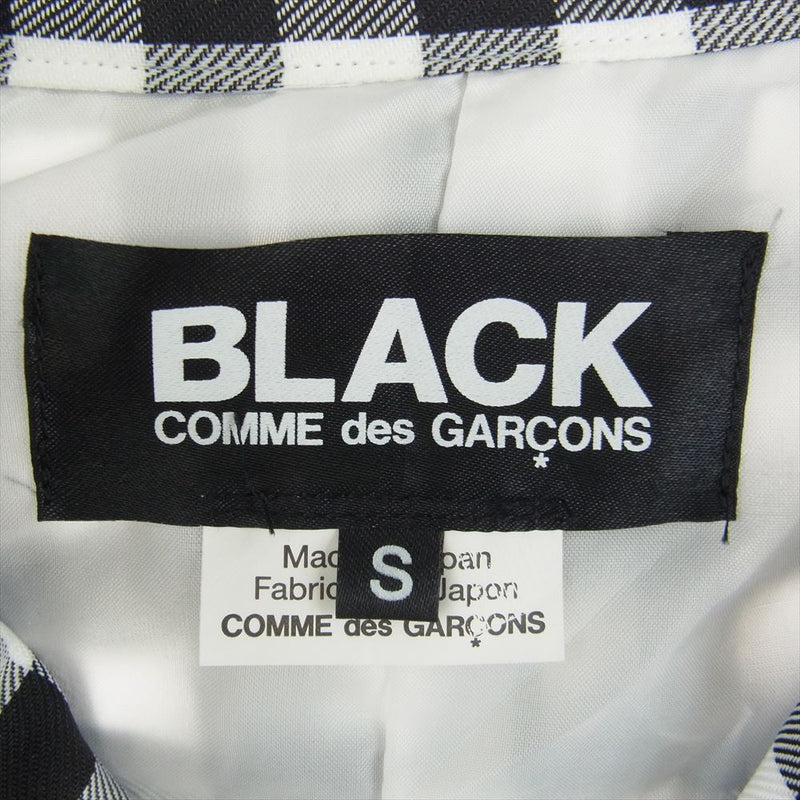 BLACK COMME des GARCONS ブラックコムデギャルソン 24SS ギンガムチェック ダブル ウール縮絨 ジャケット ブラック系 ホワイト系 S【美品】【中古】