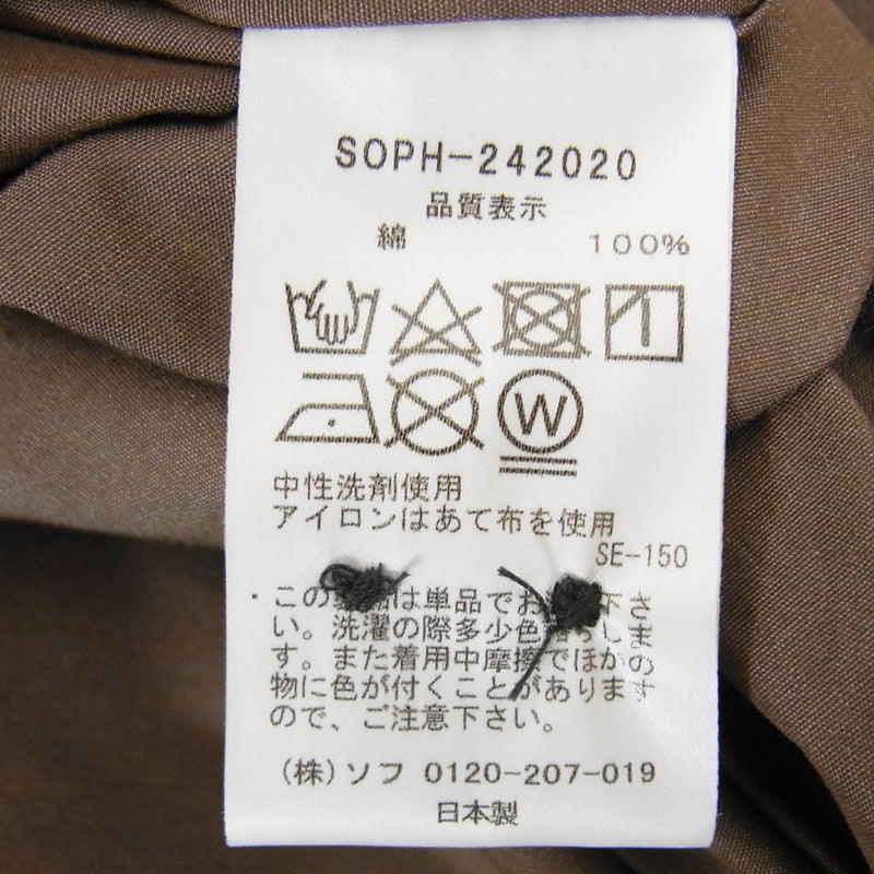 SOPHNET. ソフネット SOPH-242020 BAND COLLAR SHIRT バンド カラー シャツ 長袖 シャツ ブラウン系 XL【美品】【中古】