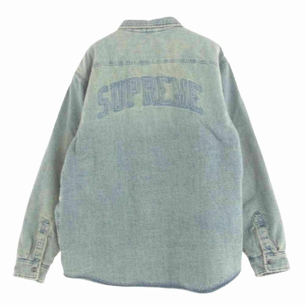 Supreme シュプリーム 24AW Faux Shearling Lined Work Shirt フェイクシアリング ラインド ワーク シャツ  裏ボア デニム ジャケット ライトブルー系 L【極上美品】【中古】