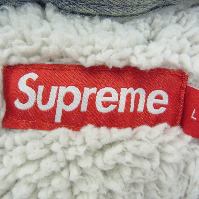 Supreme シュプリーム 24AW Faux Shearling Lined Work Shirt フェイクシアリング ラインド ワーク シャツ  裏ボア デニム ジャケット ライトブルー系 L【極上美品】【中古】