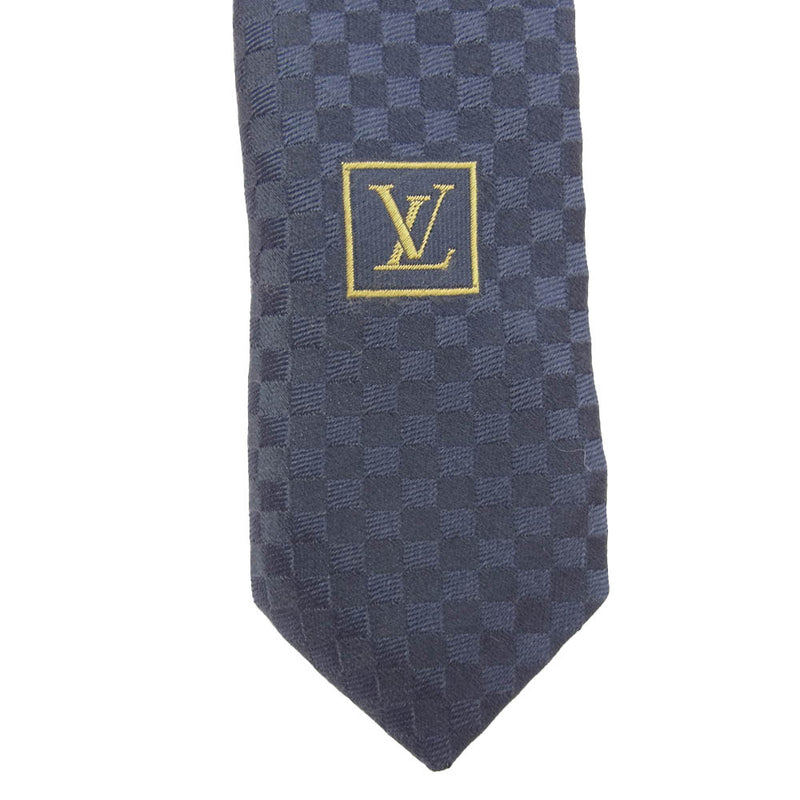 LOUIS VUITTON ルイ・ヴィトン ダミエ柄 シルク ネクタイ グレー系【中古】