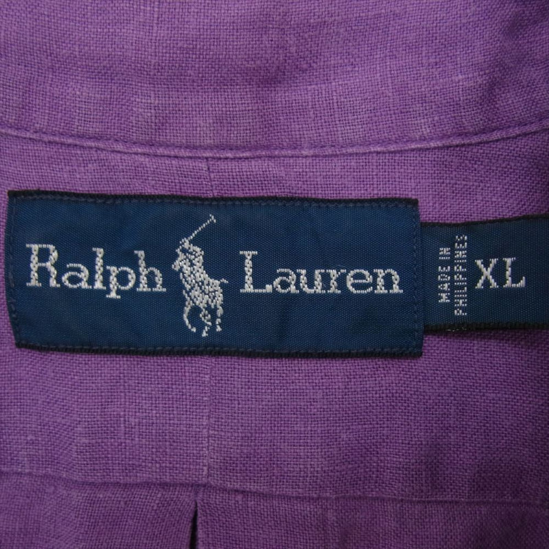 RALPH LAUREN ラルフローレン ポニー刺繍 ボタンダウン 長袖 シャツ パープル系 XL【中古】