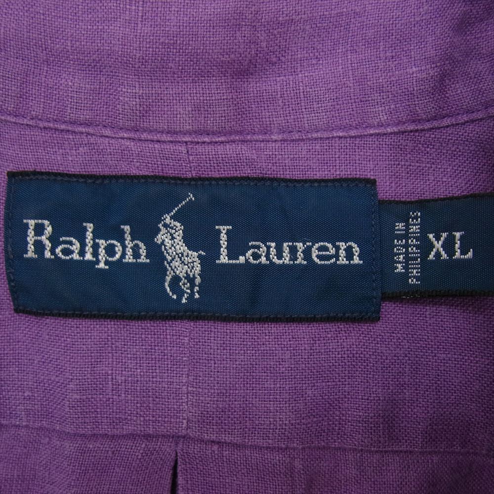 RALPH LAUREN ラルフローレン ポニー刺繍 ボタンダウン 長袖 シャツ パープル系 XL【中古】
