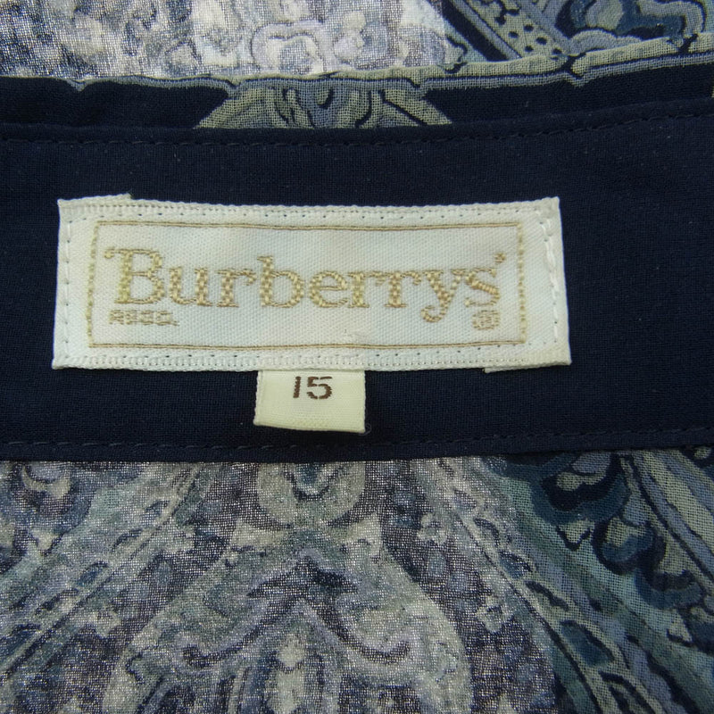 BURBERRY バーバリー FEB55-466 Burberrys シースルー ペイズリー柄 長袖 シアーシャツ ネイビー系 15【中古】