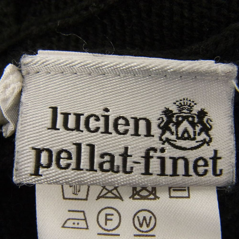 Lucien Pellat-Finet ルシアンペラフィネ 国内正規品 カシミヤ混コットン スカル刺繍 ラインストーン Vネック ケーブル ニット セーター ブラック系 L【中古】