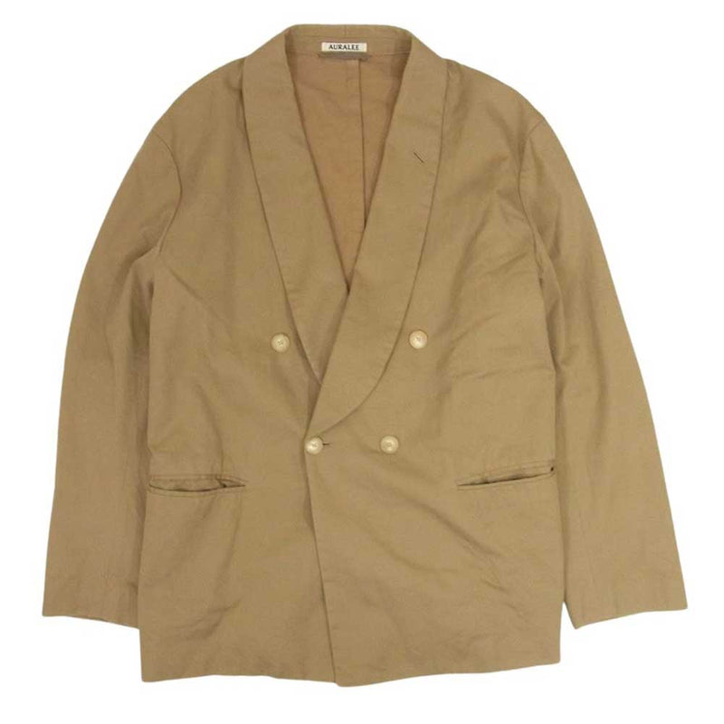 AURALEE オーラリー 21AW A21AJ01CW SUPER FINE WOOL COTTON TWILL SHAWL COLLAR JACKET ショールカラー ダブル ジャケット ブラウン系 3【中古】