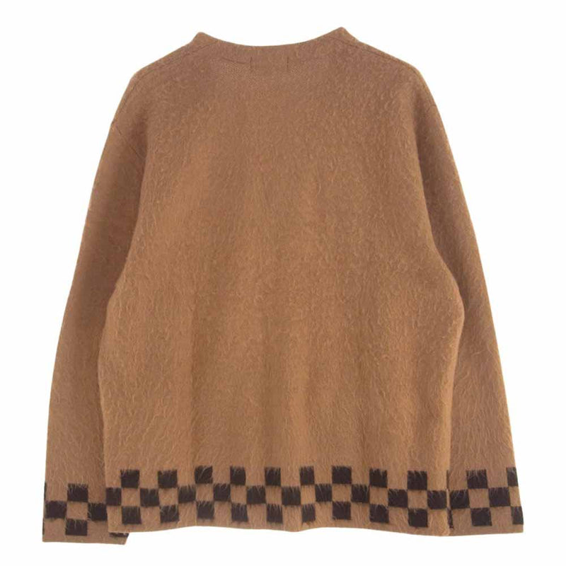 Supreme シュプリーム 21SS Brushed Checkerboard Cardigan ブラッシュド チェッカーボード ニット カーディガン オレンジ系 L【極上美品】【中古】