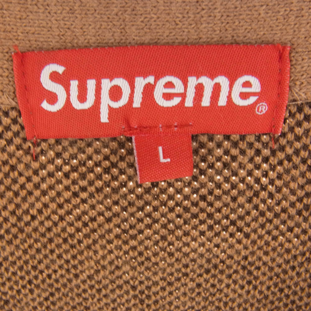 Supreme シュプリーム 21SS Brushed Checkerboard Cardigan ブラッシュド チェッカーボード ニット カーディガン オレンジ系 L【極上美品】【中古】