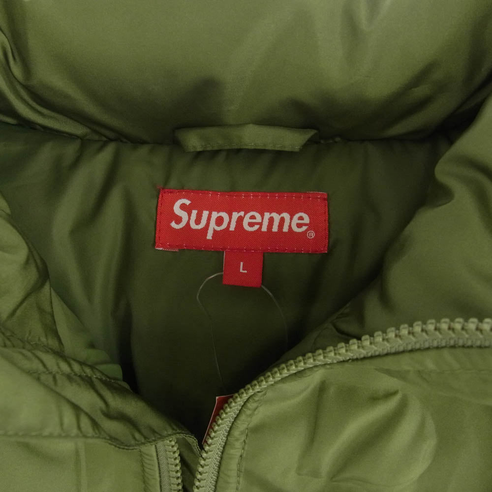 Supreme シュプリーム 19SS Bonded Logo Puffy Jacket ボンデッド ロゴ パフィー ダウン ジャケット グリーン系 L【極上美品】【中古】