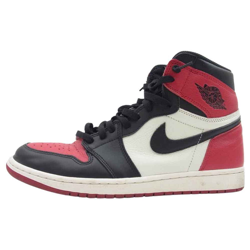 NIKE ナイキ 555088-610 【フェイクバスターズ鑑定済】Air Jordan 1 Retro High OG Bred Toe エアジョーダン 1 レトロ ハイ OG ブレッド トゥ スニーカー レッド系 ブラック系 29.5【中古】