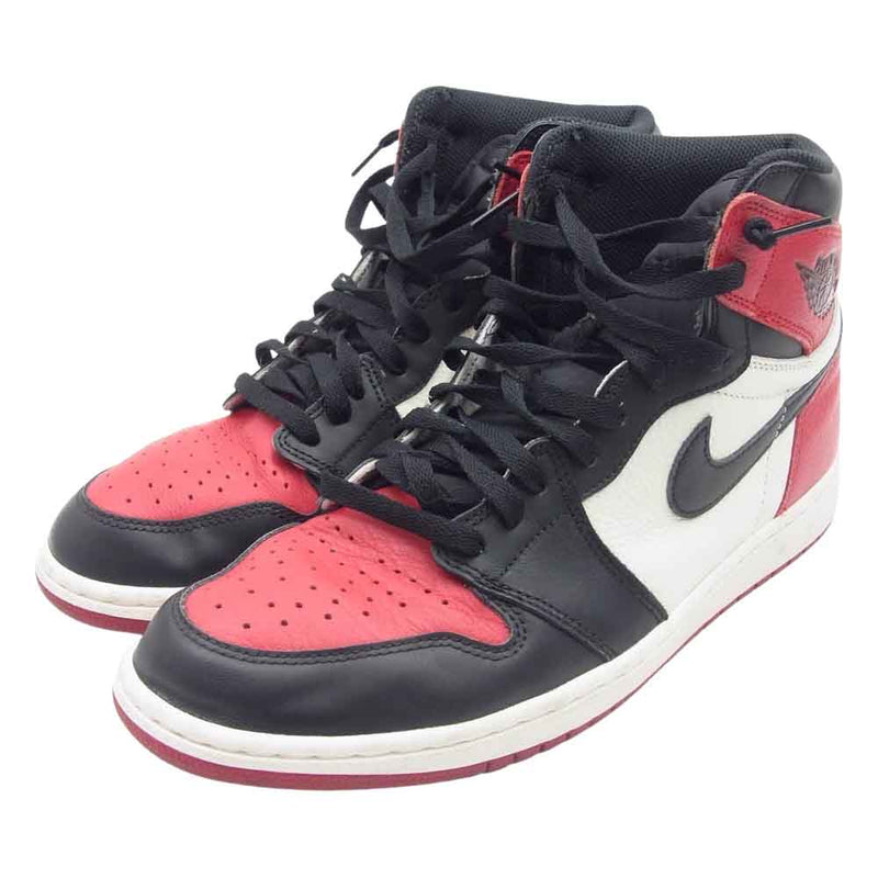 NIKE ナイキ 555088-610 【フェイクバスターズ鑑定済】Air Jordan 1 Retro High OG Bred Toe エアジョーダン 1 レトロ ハイ OG ブレッド トゥ スニーカー レッド系 ブラック系 29.5【中古】