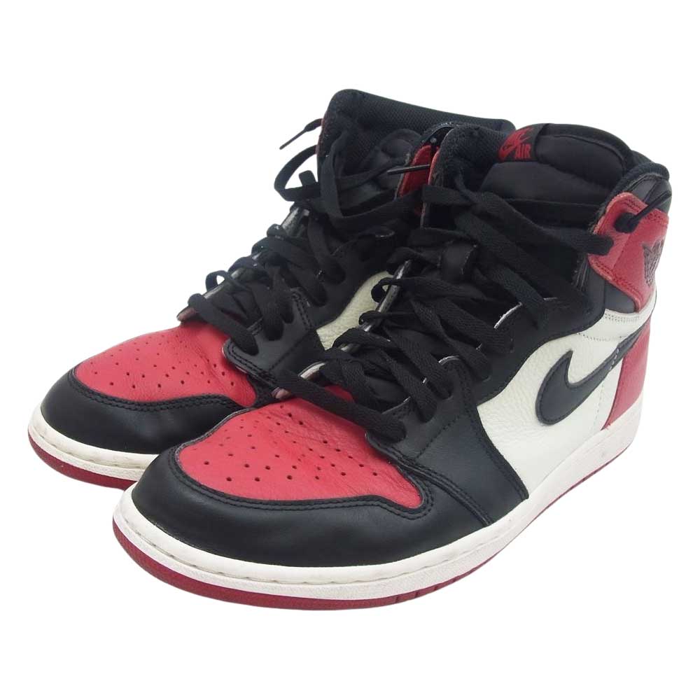 NIKE ナイキ 555088-610 【フェイクバスターズ鑑定済】Air Jordan 1 Retro High OG Bred Toe エアジョーダン 1 レトロ ハイ OG ブレッド トゥ スニーカー レッド系 ブラック系 29.5【中古】