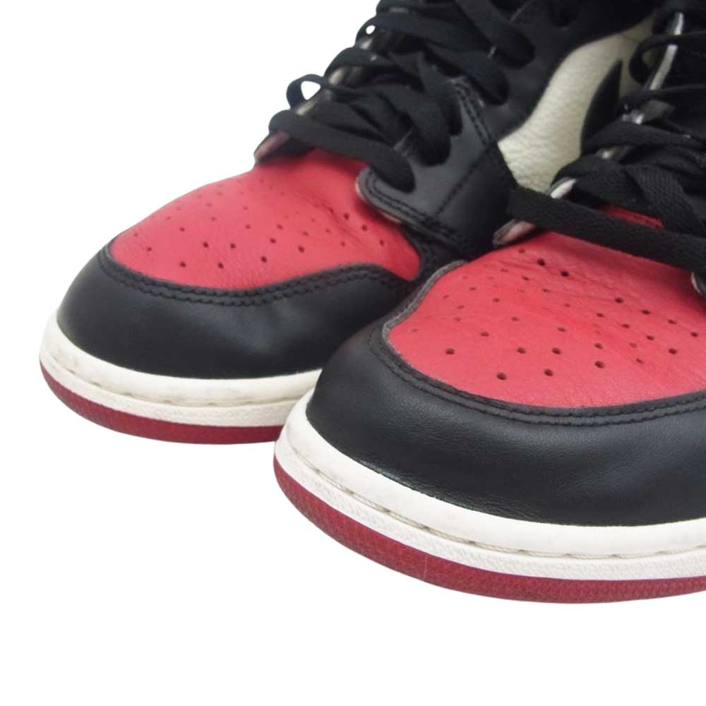 NIKE ナイキ 555088-610 【フェイクバスターズ鑑定済】Air Jordan 1 Retro High OG Bred Toe エアジョーダン 1 レトロ ハイ OG ブレッド トゥ スニーカー レッド系 ブラック系 29.5【中古】