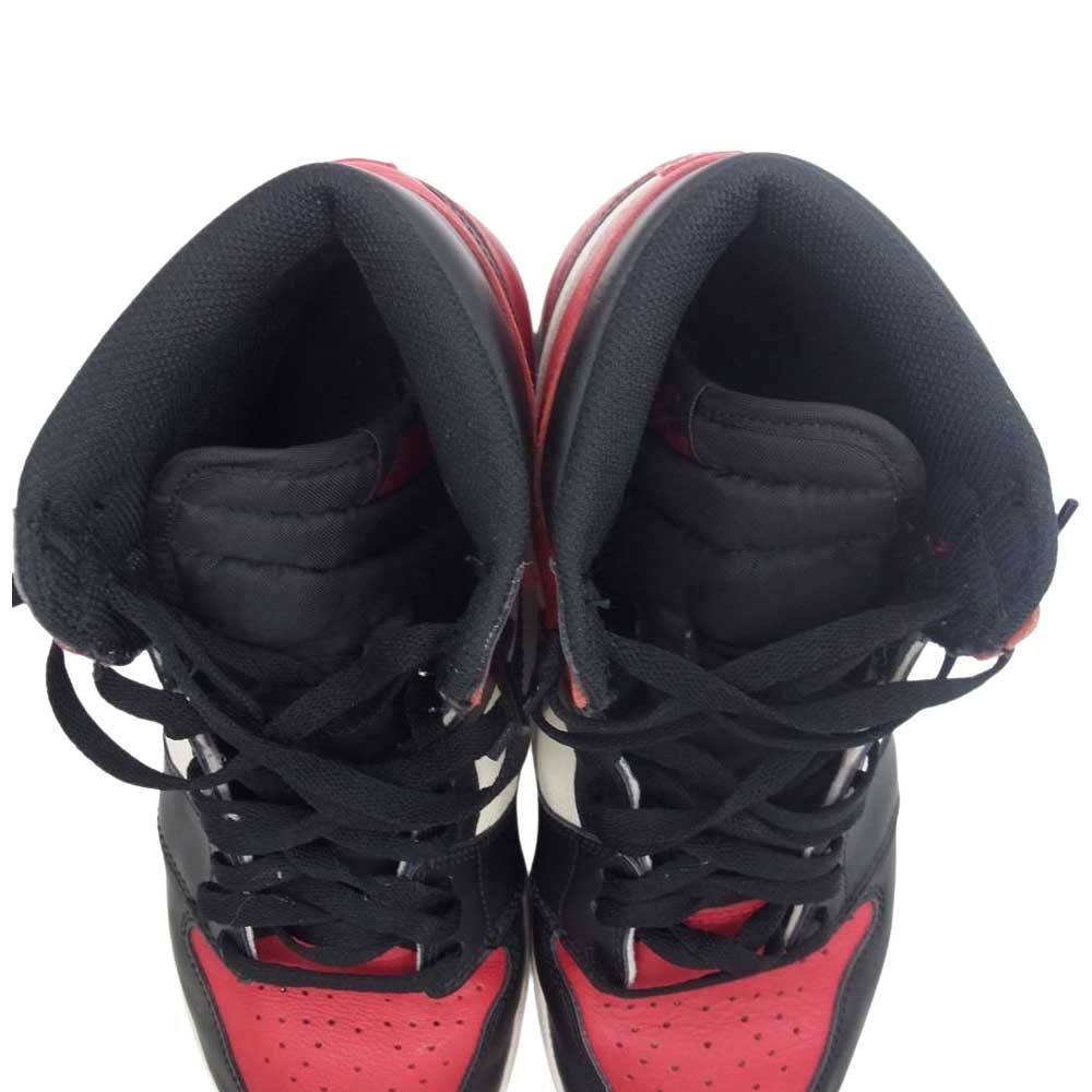 NIKE ナイキ 555088-610 【フェイクバスターズ鑑定済】Air Jordan 1 Retro High OG Bred Toe エアジョーダン 1 レトロ ハイ OG ブレッド トゥ スニーカー レッド系 ブラック系 29.5【中古】