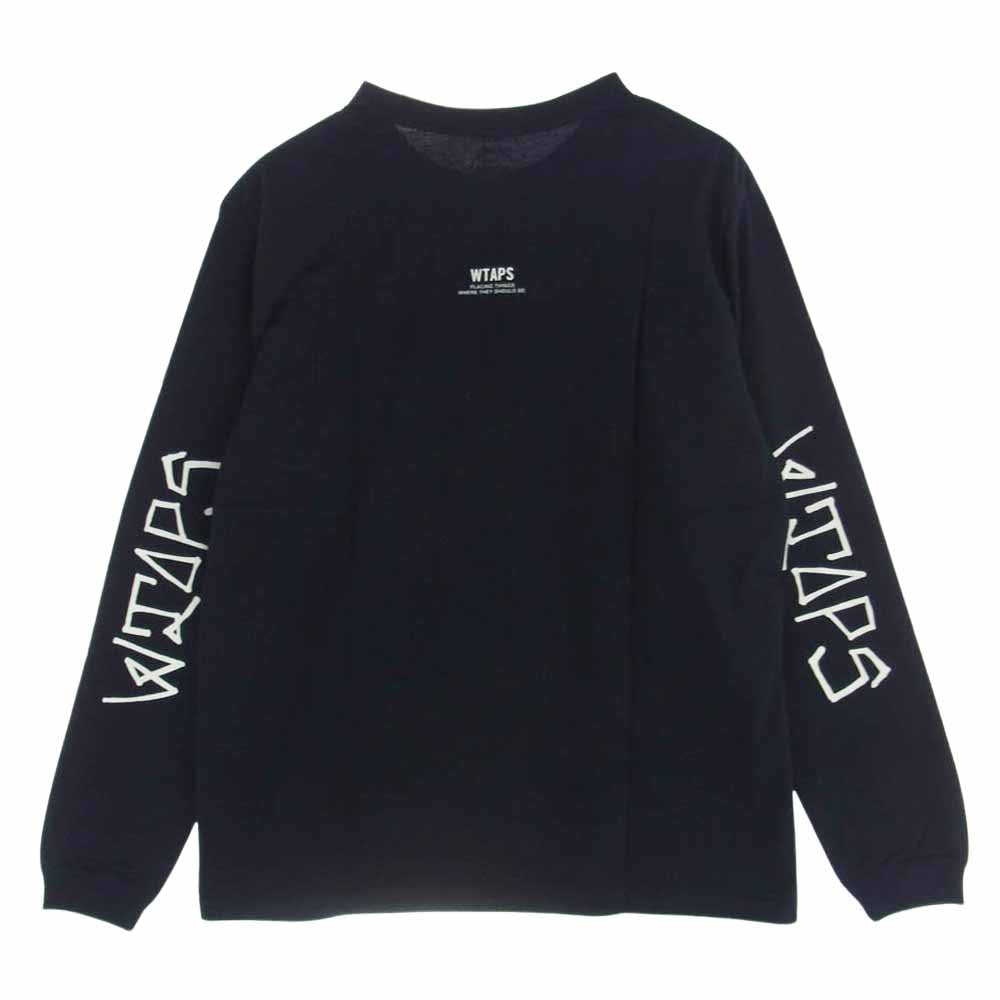 WTAPS ダブルタップス 15SS 151ATDT-LT01S Long Sleeve Street Tee ロゴ プリント 長袖 クルーネック Tシャツ ネイビー系 2【新古品】【未使用】【中古】