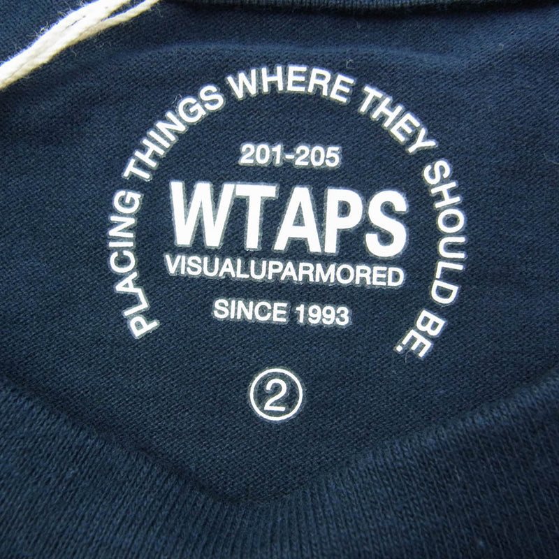 WTAPS ダブルタップス 15SS 151ATDT-LT01S Long Sleeve Street Tee ロゴ プリント 長袖 クルーネック Tシャツ ネイビー系 2【新古品】【未使用】【中古】