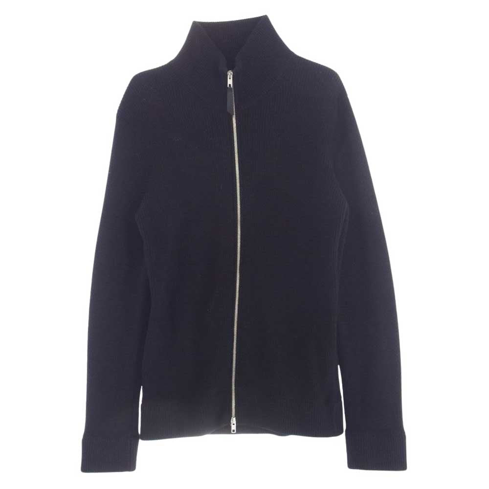 MAISON MARGIELA メゾンマルジェラ 22AW SI1HA0013 4.14ライン 四つタグ ドライバーズニット リブ ジップアップ ハイネック カーディガン ジャケット ブラック系 M【美品】【中古】