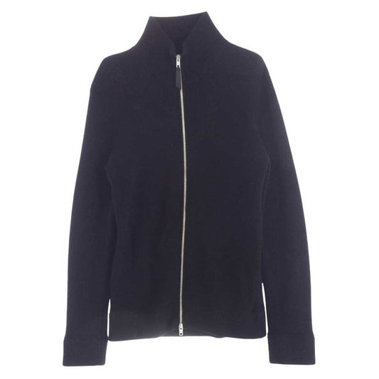 MAISON MARGIELA メゾンマルジェラ 22AW SI1HA0013 4.14ライン 四つタグ ドライバーズニット リブ ジップアップ ハイネック カーディガン ジャケット ブラック系 M【美品】【中古】