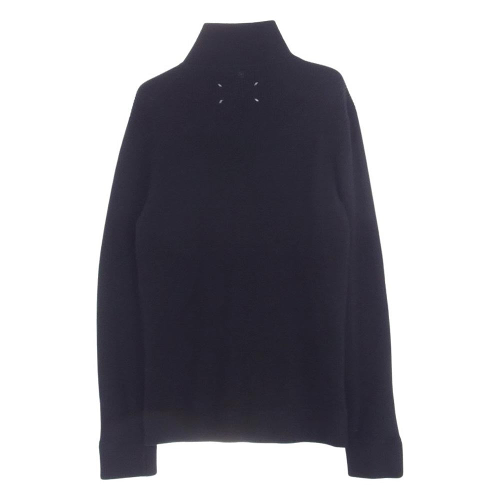MAISON MARGIELA メゾンマルジェラ 22AW SI1HA0013 4.14ライン 四つタグ ドライバーズニット リブ ジップアップ ハイネック カーディガン ジャケット ブラック系 M【美品】【中古】